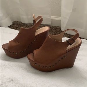Brown Studded Wedge Heels